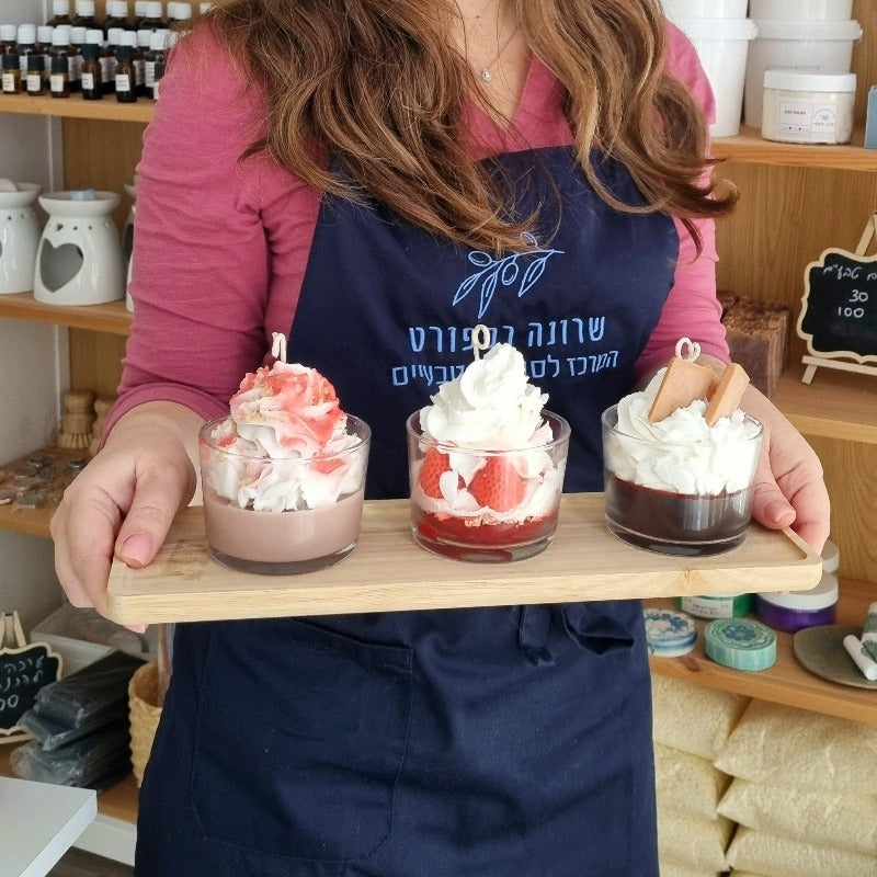 סדנה להכנת נרות טבעיים קצפת בצורת קינוח ריחניים